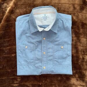 Kuhl Men's M Cotton/Poly Short Sleeve Button Front Casual Wear Blue Shirt